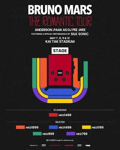 Bruno Mars 香港演唱會座位圖